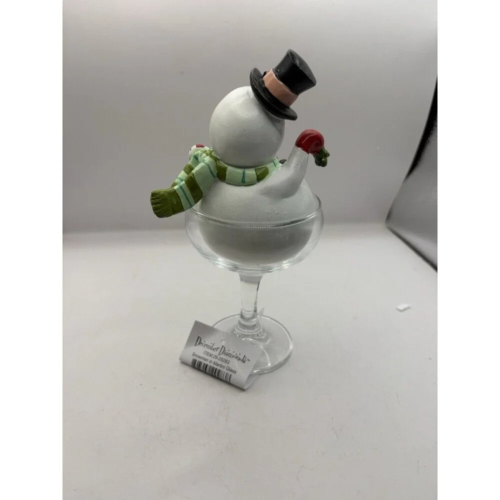 Retro Snowman in Martini Glass by December Diamonds 8” NIB